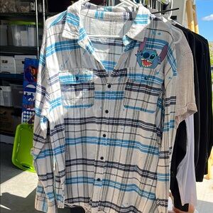 Disney Blue and White Casual Button Down Shirt